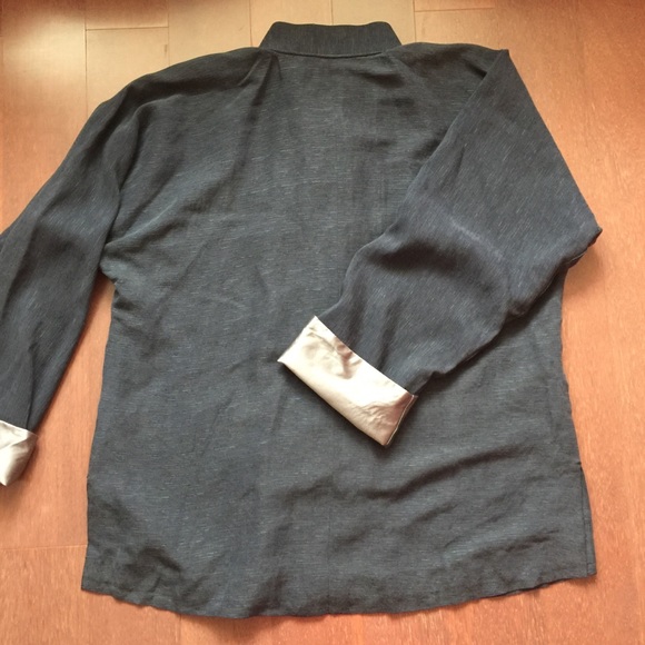 Men Contrasting Trim Pure Silk Kung Fu Jacket XXL - Picture 4 of 6